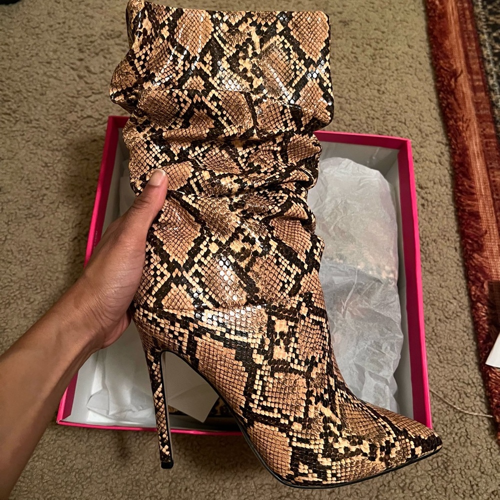 Snake Print Heeled Boot